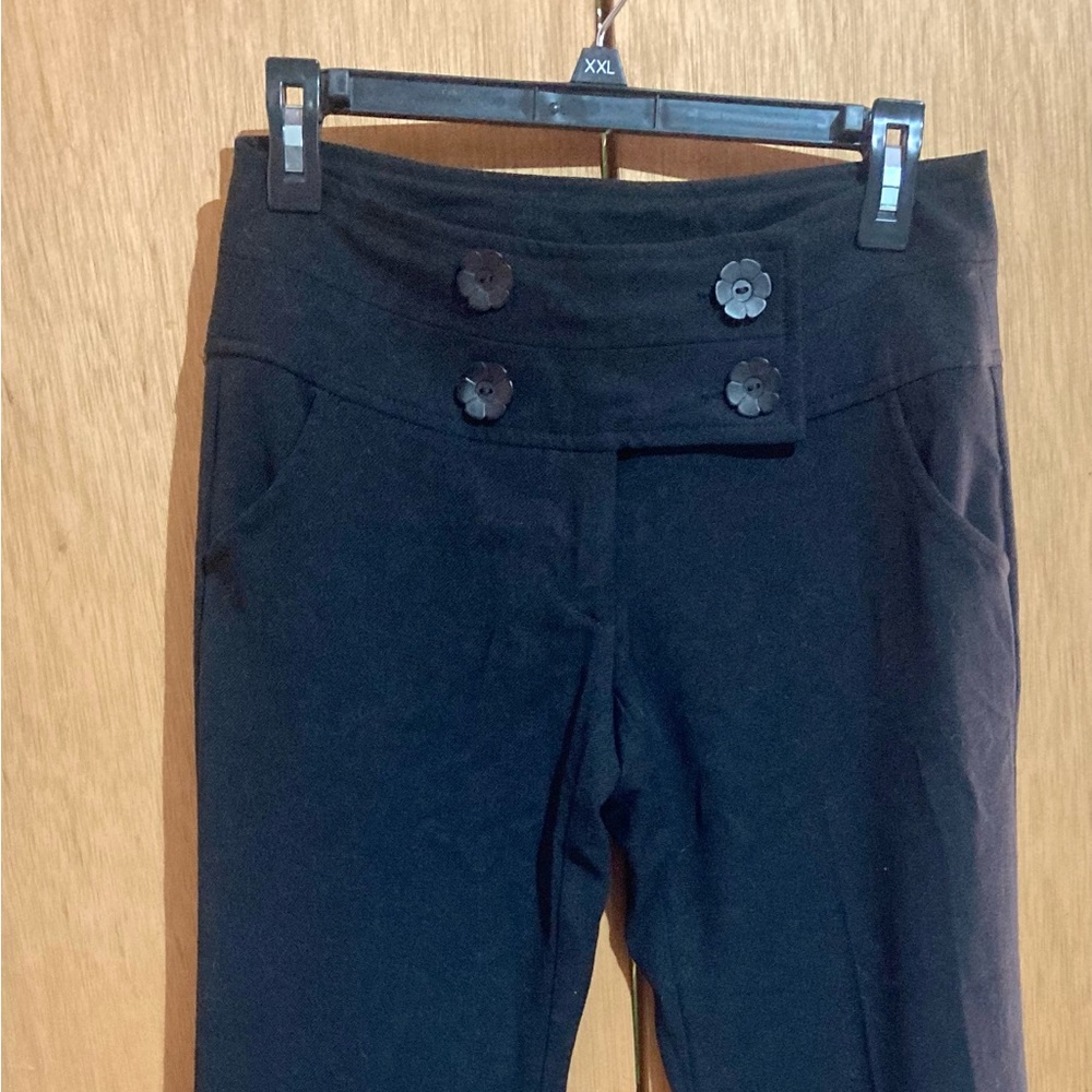Women black straight leg slacks